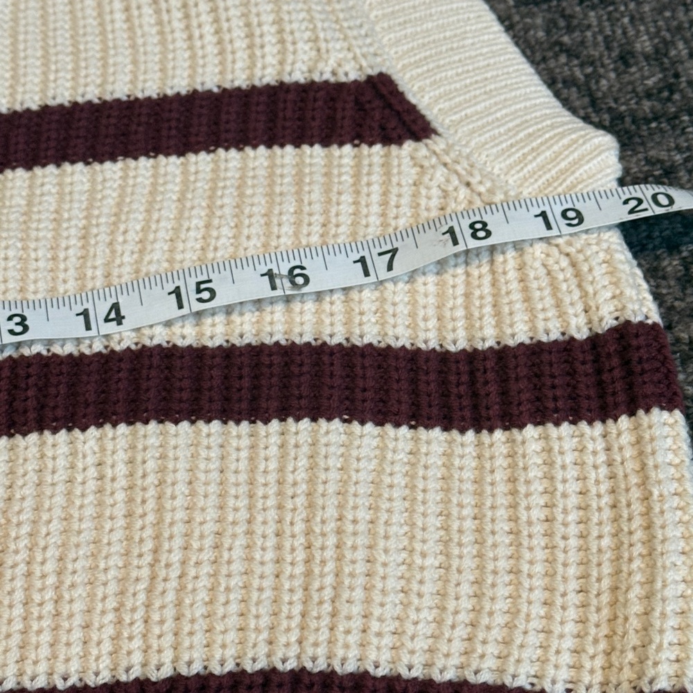 Sincerely Jules Cream and Maroon Striped Sweater Vest Size Large - Picture 7 of 7